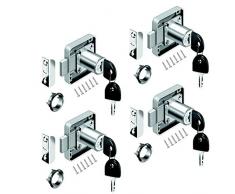 youtu 4 PCS Serratura cassetto, Serratura cassettiera Ufficio in Lega di Zinco da 26 mm, Serratura per armadietto, mobili, credenza ect