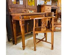 Studio etnico sedia e scrivania in legno teak massello stile liberty arte povera coloniale