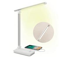 SaponinTree Lampada da Scrivania LED, USB Ricaricabile Lampada da Tavolo, 3 Intensità Luminose Regolabili e 5 Temperature di Colore, Pieghevole Touch Controllo Lampade per Ufficio, Lettura
