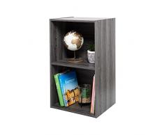 Iris Ohyama, Mobile contenitore/Scaffale portaoggetti/Mobili per ufficio/Organizzatore per ufficio/Mobili con ripiano, Modulare,Design, Ufficio, Casa-Office Basic Rack-CX-2FN-Quercia grigia