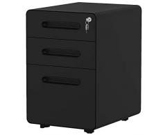 YITAHOME Schedario, Cassettiera Mobile in Metallo con Serratura, Armadio Sotto la Scrivania Adatto a Formati Legali/Lettera/A4 per Casa/Ufficio, Completamente Assemblato, Nero