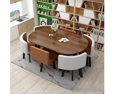 IWQHQXR Tavolo da conferenza per ufficio, Tavolo da cucina e da pranzo Tavolino da conferenza for reception e 6 sedie Tavolo da riunione rettangolare/ovale (Colore : 2) (Color : Brown 2)