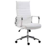 CLP Sedia Ufficio Girevole Kolumbus In Similpelle I Sedia Scrivania Alto Schienale I Sedia Studio Regolabile, Colore:bianco