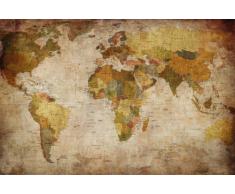 Fotomurale mappamondo poster gigante - marrone planisfero XXL foto wallpaper - 210cm x 140cm