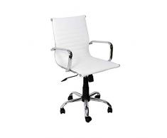 Italian Concept Akka Poltrona Dirigenziale in Similpelle/STR Cromato, 57 x 60 x 93/101, Bianco