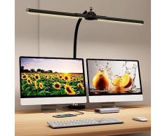 Megainvo Lampada da Scrivania a LED 24W Lampada Scrivania Led con Morsetto/Timming Dimmerabile Lampada da Tavolo Lavoro Regolabile a 360°Luce Scrivania per Ufficio Studio, con porta di ricarica USB