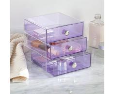 mDesign cassettiera portaoggetti – Multiuso – Organizer scrivania e organizer cosmetici – Ideale per ogni tipo di stanza e necessità – Con 3 cassetti – Robusto e resistente