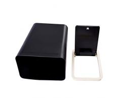 LVPY Pattumiera con Coperchio in Plastica, Cestino gettacarte per Studio, cameretta, Cucina o Bagno, 15 x 22 x 34 cm, Colore: Nero