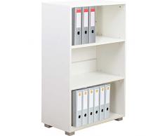 BAKAJI Libreria Scaffale Vela 3 Ripiani Mobile archiviazione documenti Ufficio Libri Biblioteca Armadio Mensole Scaffalatura da terra Soggiorno Salotto Struttura in Legno MDF (Bianco)