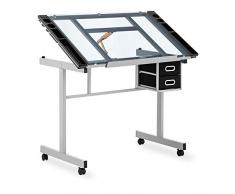 Fromm & Starck Tavolo da Disegno Inclinabile Scrivania da Architetto Star_Desk_10 (104 x 60 cm, Regolabile in Altezza, Piano in Vetro)