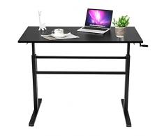 LIFEZEAL Scrivania seduta in piedi con piano 120 x 60 cm, scrivania regolabile in altezza 75-113 cm, scrivania per telelavoro con manovella pieghevole (marrone)