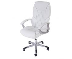 Mendler Poltrona ufficio L42 XXL ecopelle design moderno 77x68x116-125cm bianco