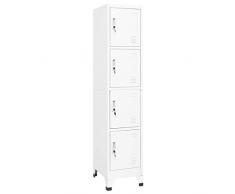 Tidyard Armadio,Armadietto,Ingresso,per Ufficio,Spogliatoio,4 Scomparti,in Acciaio,con Ante,Metallico,Bianco,38x45x180 cm,Armadio Spogliatoio Sporco Pulito,Armadio Archivio Metallo,Armadio in Metallo