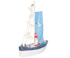 LIFKOME Statua Barca A Vela in Resina Scultura in Legno Mediterraneo Barca A Vela Mini Spiaggia Ornamento Barca A Vela per Home Office Scaffale da Tavolo