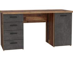 Deine Tante Emma MT926-C943 - Scrivania in colore Old Wood legno anticato vintage e cemento grigio, per ufficio, casa, scrivania per bambini, circa 145 cm