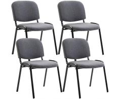 CLP Set 4 Sedie Ufficio Visitatore Ken Imbottite in Stoffa I Sedie Attese Impilabili E Imbottite I Carico Max 120 kg, Colore:Grigio