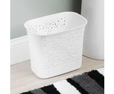 mDesign cestino spazzatura forato – perfetto sia come cestino portacarte che per la raccolta rifiuti – per cucina, bagno, ufficio – design moderno e capienza 5,6 l – colore: bianco