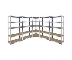 Racking Solutions - Scaffalatura angolare, in acciaio galvanizzato, resistente, 1800 x 900/698 x 400 mm (alt. x largh. x prof.), con carico uniformemente distribuito, portata 175 kg