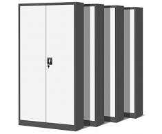 Jan Nowak Set di 4 Armadio da Ufficio C001 Archivio per Officina in Metallo Verniciato a polvere Chiudibile 195 cm x 90 cm x 40 cm (Antracite-Bianco)