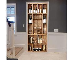 FCFLXJ poster per porte 3D Scaffale per vino rosso 77X200CM Porta murale cameretta Decorazione Home Wall Arte murale Decalcomanie Soggiorno Ristorante Hotel Café Office Décor Rimovibile Autoadesivo