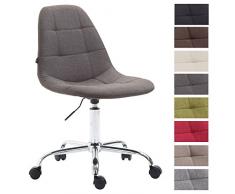CLP Sedia Ufficio Reims in Tessuto - Sedia da Lavoro con Ruote I Poltroncina Design Imbottita e Trapuntata I Sedia Scrivania Regolabile in Altezza I Sedia Studio Girevole Grigio Scuro