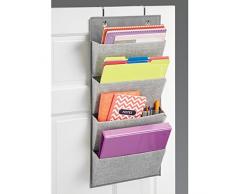 mDesign Organizer Cassetto - Scatola in Stoffa per Ufficio - Per Penne, Quaderni, Matite, Blocco Note, Accessori e Altro - Scatola Scrivania in materiale di qualità - Colore: grigio
