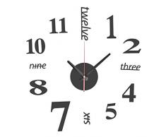 EsportsMJJ DIY Mini Moderna Arte Specchio Muro Orologio 3D Sticker Design Casa Ufficio Arredamento-Nero