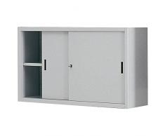 Armadio per archivio in metallo, 1 vano e 2 ante scorrevoli, Mis. 1200 L x 450 P x 900 H mm, serratura a cilindro con chiave
