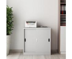 [en.casa] Armadietto da Ufficio 90 x 40 x 90 cm Armadio per Archivio Mobile in Acciaio con Serratura 2 Ante Scorrevoli e Ripiano Regolabile - Grigio Chiaro