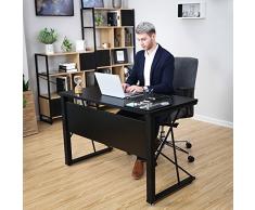 SONGMICS Scrivania per Computer da Ufficio e Casa Tavolo da Scrittura Grande Superficie Stile Moderno 120 x 60 x 76 cm (L x P x A) Nero LWD12B