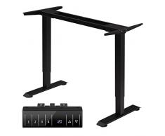 WOLTU Scrivania Regolabile in Altezza tra 72-120cm, Telaio del Tavolo con 2 Motori, Scrivania Elettrica con Funzione di Memoria, Sistema Anticollisione, Nero, TS161sz