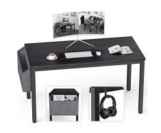 Ellenge - Scrivania per computer da 117,4 cm, in stile moderno, per PC, laptop, studio, postazione di lavoro, tavolo da gioco per casa, ufficio, con custodia e gancio, telaio in metallo nero