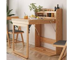 Tavolo da Parete Pieghevole, Tavolo da Pranzo a Parete, scrivania a Scomparsa con ripiano portaoggetti, scrivania allungabile in Legno, Tavolo Multifunzione salvaspazio per Sala da Pranzo cu