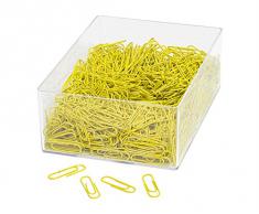 Wedo 901244605 - Graffette da ufficio in metallo rivestito, 1000 pezzi in scatola trasparente, 27 mm, colore: Giallo