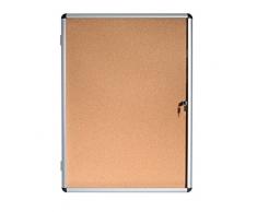 Bi-Office Enclore - Bacheca In Sughero, 4 x A4, Bacheca Con Anta Battente Per Interni in Alluminio, 500 x 674 mm