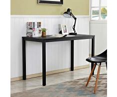 sogesfurniture Scrivania per Computer 120x60cm Tavolo per Computer Ufficio Postazioni di Lavoro Scrivania PC Tavolo da Pranzo Moderno in Acciaio Legno, Nero BHEU-LD-AC120BW