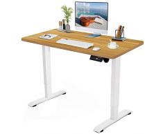DCHOUSE Scrivania regolabile elettricamente in altezza - proteggi la colonna lombare - Kit scrivania regolabile in altezza (struttura bianca + piano tavolo rovere 140 x 60 cm)