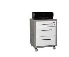 COMPOSAD | Cassettiera della Linea DISEGNO con 3 Cassetti e Ruote, Cassettiera Ufficio sotto Scrivania, Dimensioni (LxAxP) 48,60x63,10x45,20 cm, Colore Cemento e Bianco Laccato, Made in Italy