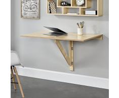 [en.casa] Tavolino da Muro Pieghevole - Scrivania, Tavolo da Pranzo - 100 x 60 x 58 cm - Effetto faggio