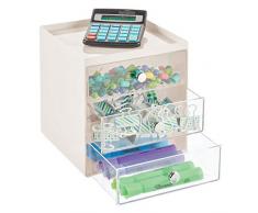 mDesign Mini cassettiera da appoggio — Cassettiera da ufficio per cancelleria — Pratico portaminuterie da tenere sulla scrivania — crema/trasparente