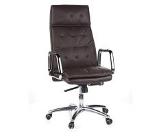hjh OFFICE 600924 Sedia da ufficio/Sedia presidenziale VILLA 20 nappa marrone, schienale alto, poggiatesta integrato, elegante, braccioli con cuscinetti in pelle rimovibili, sedia da scrivania ergonomica, robusta, meccanismo sincronizzato