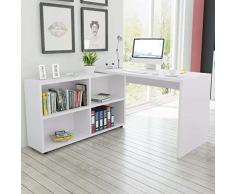 GoodWork4UEu Scrivania Angolare con 4 Ripiani Bianca Arredamento Mobili da Ufficio Set di mobili da Ufficio