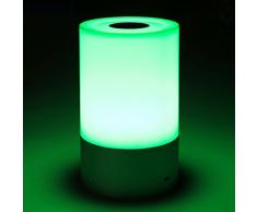 SAILNOVO Lampada da Comodino LED, Lampade da Scrivania LED da Ambiente con 3 Livelli di Luminosità (6W Máx) e 256 Colori Modificabili (3W), Base Touch Control e di Illuminazione a 360 °