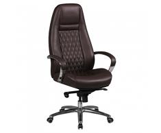 Amstyle Sedia da Ufficio Austin Vera Pelle Marrone Sedia 120 kg Poltrona direzionale Schienale Alto con poggiatesta X-XL
