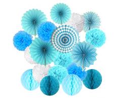 Cocodeko Ventilatori di Carta Decorazione Pompons e Palle a Nido d'ape Per decorazione della festa nuziale nozze Nidi Tatuaggi nuziale doccia Camera della decorazione della parete - Blu