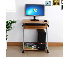 Songmics Scrivania per Computer Scrivania Ufficio Porta PC Tavolo per Computer con Ripiani Tastiera Scorrevole Faggio Rosso LCD811R
