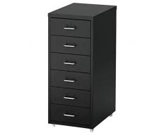 IKEA HELMER Cassettiera ufficio con rotelle, nero, 28x69 cm