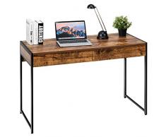 Giantex Scrivania Vintage con 2 Cassetti, Scrivania per Computer, Tavolo da Lavoro, Scrivania da Camera, Ufficio,112x48x76cm, 2 Colori (antico)