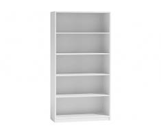 VBChome Scaffalatura 80 x 182 x 30 cm, scaffale per ufficio con 5 scomparti, in legno, multiuso, per corridoio, camera da letto, soggiorno, bianco, larghezza 80 cm