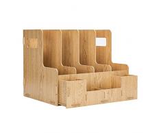 DEPILA File Rack Multifunzionale Combinato Desktop File Box Office Desktop Multi-Strato Scaffale Portalibri originale in legno color legno Scaffali